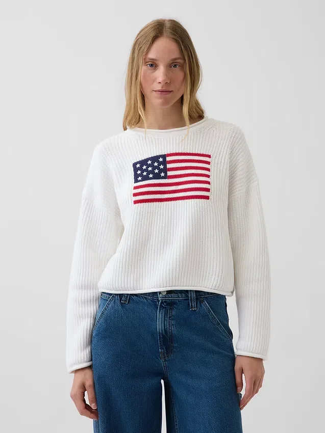 100 % bavlněný oversized svetr Americana v zkrácené délce