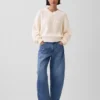 100 % bavlněný oversized svetr s výstřihem do V a vzorem „Shaker“