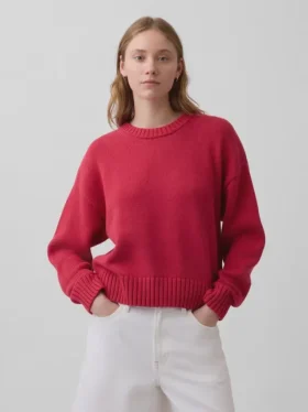 100 % bavlněný oversized zkrácený svetr