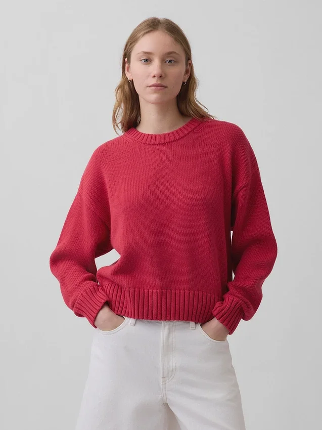 100 % bavlněný oversized zkrácený svetr