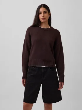 100 % bavlněný oversized zkrácený svetr