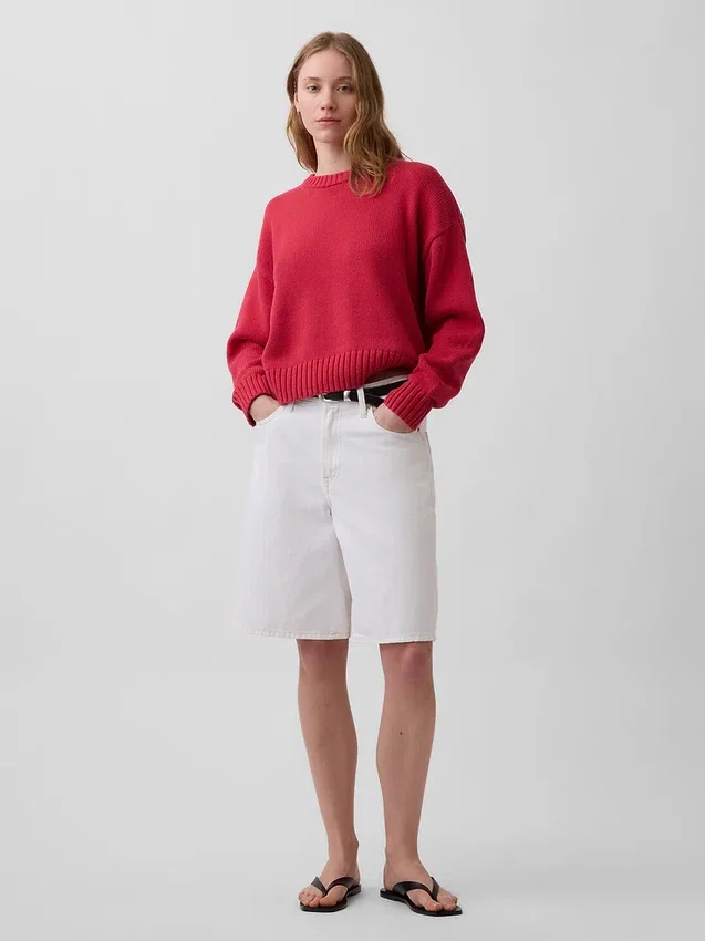100 % bavlněný oversized zkrácený svetr