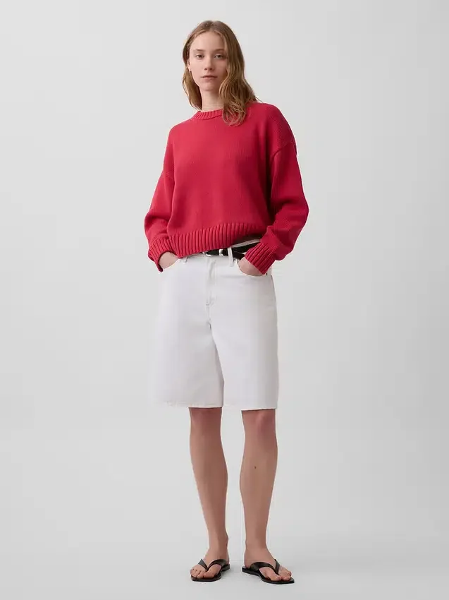 100 % bavlněný oversized zkrácený svetr