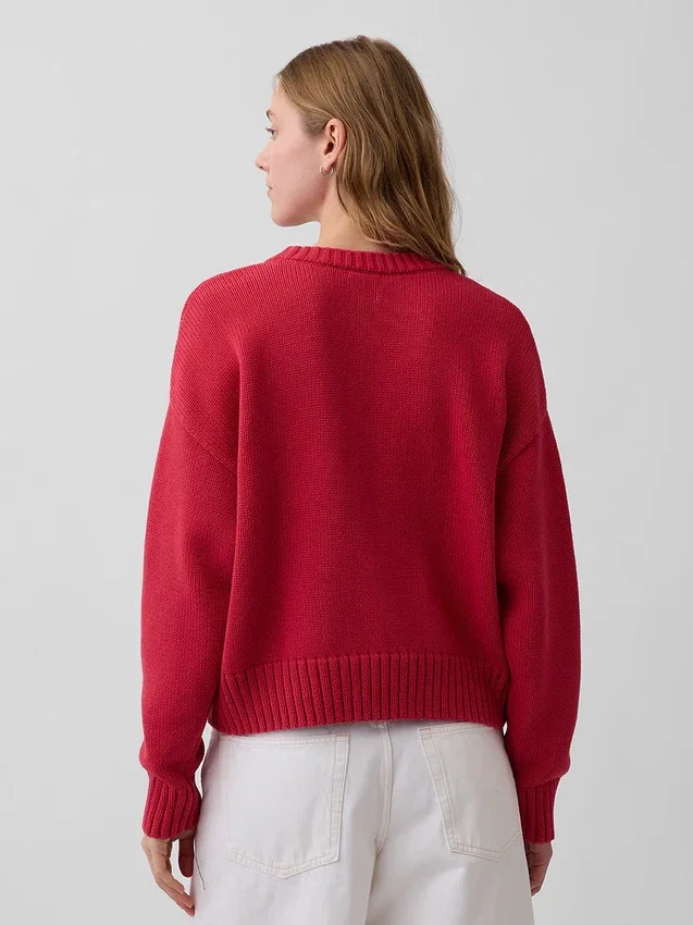 100 % bavlněný oversized zkrácený svetr