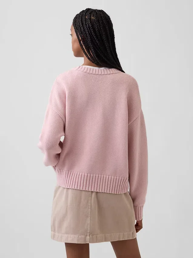 100 % bavlněný oversized zkrácený svetr