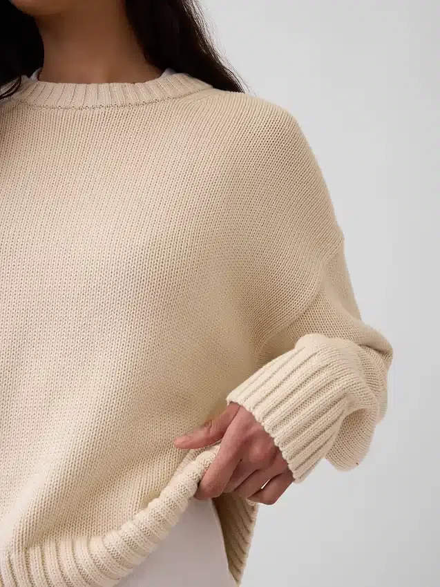 100 % bavlněný oversized zkrácený svetr