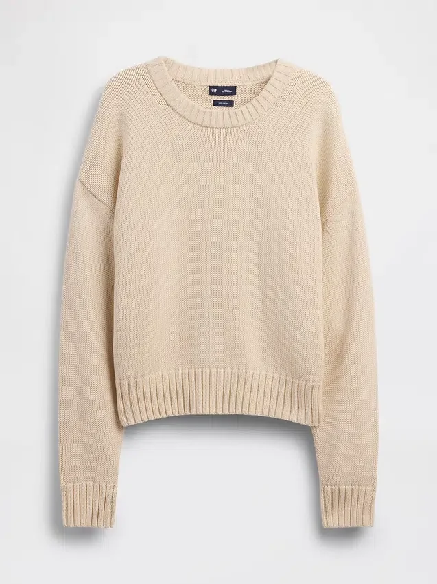 100 % bavlněný oversized zkrácený svetr