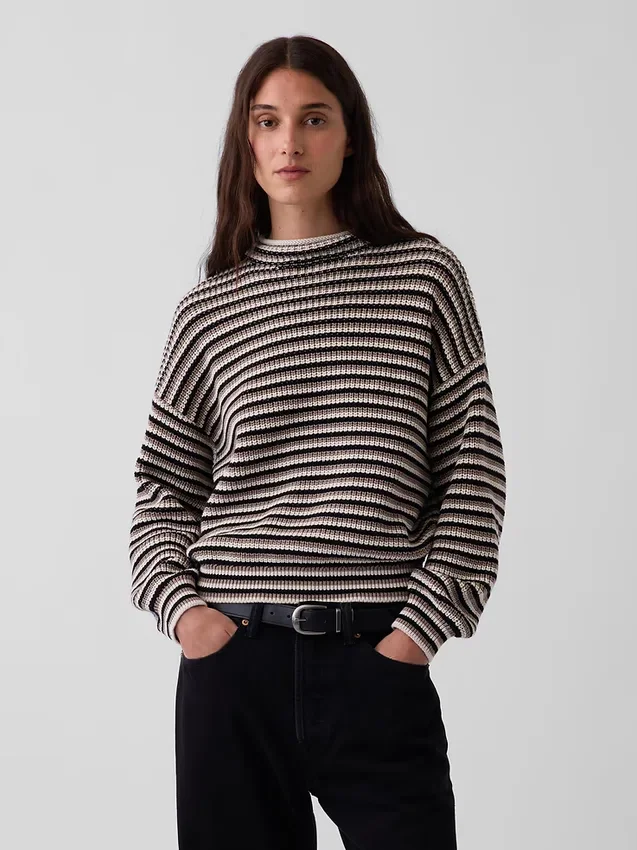 100 % bavlněný svetr s rolákem v oversized střihu