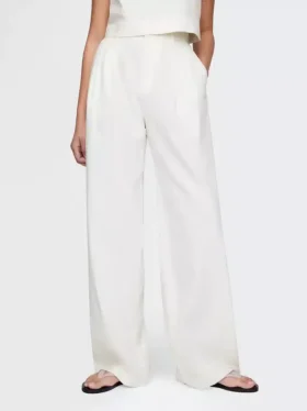 365 Kalhoty s vysokým pasem ze směsi lnu