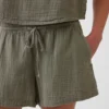 4" bavlněné šortky z gázy se středně vysokým pasem