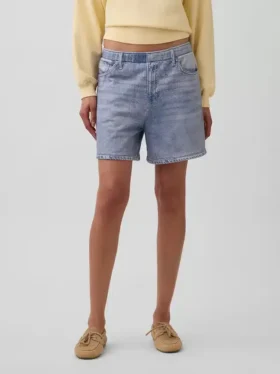 5″ šortky s potiskem z pleteného denimu se středně vysokým pasem