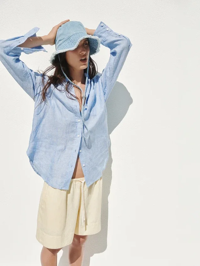 6" lehké šortky ze směsi lnu