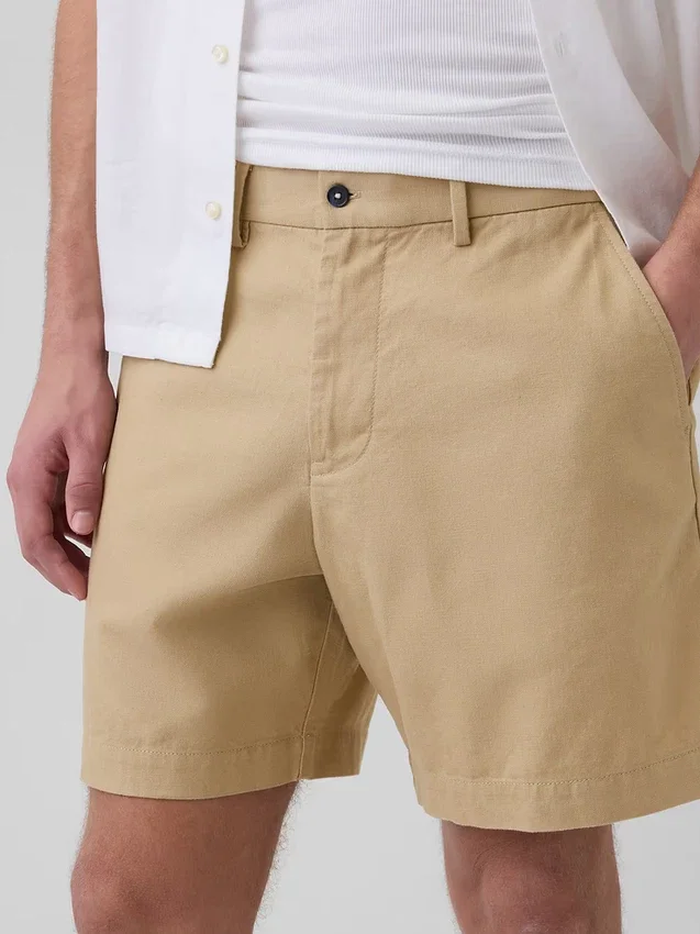 7,5" lněné a bavlněné šortky
