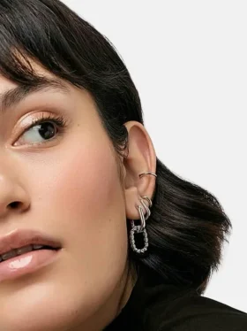 Ana Luisa Ash – stříbrné dvojité kruhové náušnice
