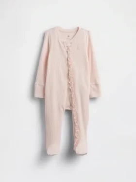 Baby First Favorites – jednodílný overal s nožičkami z jemného žebrovaného úpletu