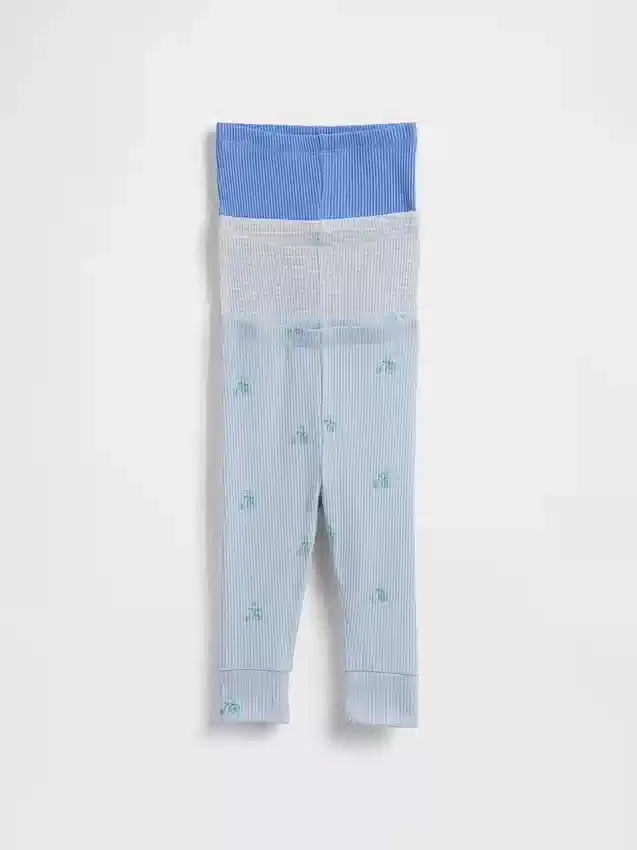 Baby First Favorites – kalhoty s jemným žebrováním a elastickým pasem (balení po 3 kusech)
