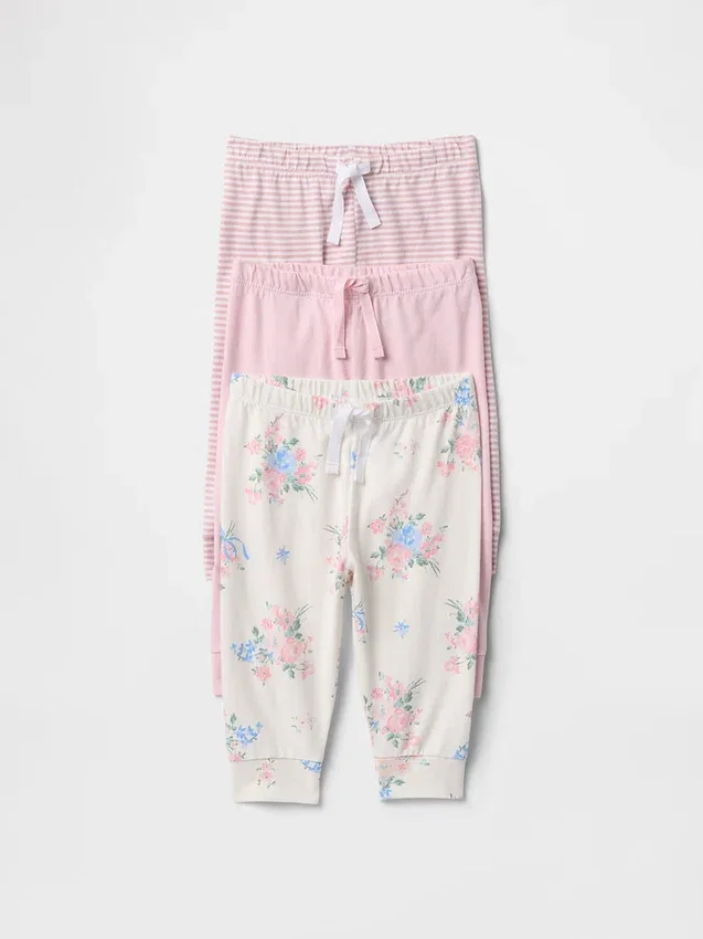 Baby First Favorites – kalhoty z organické bavlny s elastickým pasem (balení po 3 kusech)