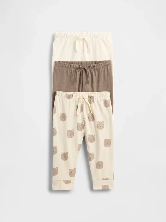 Baby First Favorites – kalhoty z organické bavlny s elastickým pasem (balení po 3 kusech)