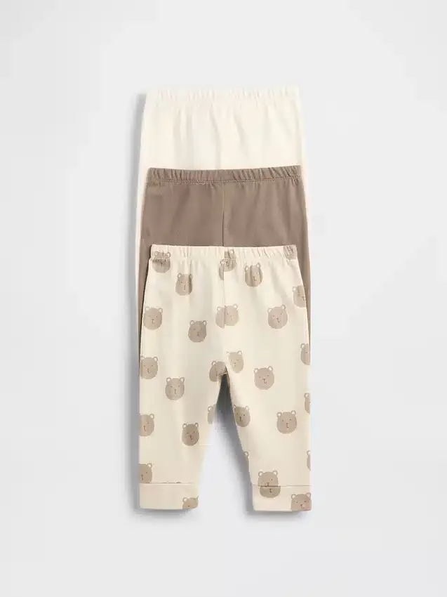 Baby First Favorites – kalhoty z organické bavlny s elastickým pasem (balení po 3 kusech)