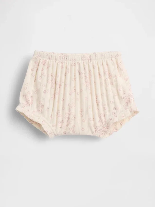 Baby First Favorites – květinové kalhotky z bodkovaného žebrovaného úpletu