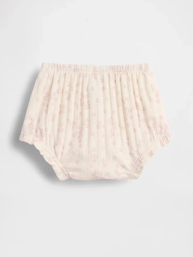 Baby First Favorites – květinové kalhotky z bodkovaného žebrovaného úpletu