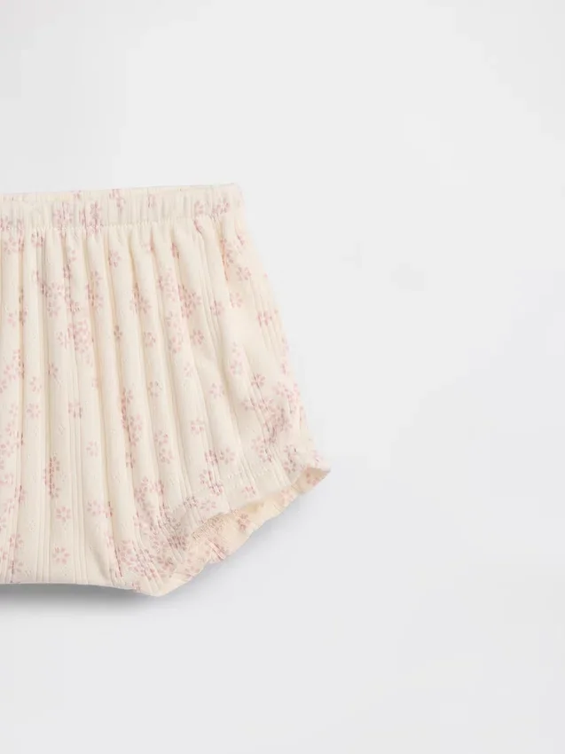 Baby First Favorites – květinové kalhotky z bodkovaného žebrovaného úpletu