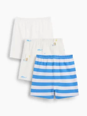 Baby First Favorites – organické bavlněné šortky s gumou v pase (balení po 3 kusech)