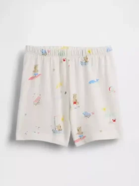 Baby First Favorites – plážové šortky z organické bavlny s motivem medvídka
