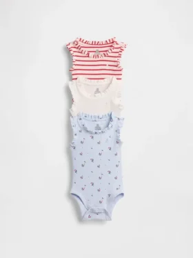Baby First Favorites Tinyrib Ruffle Tank Body (balení po 3 kusech)