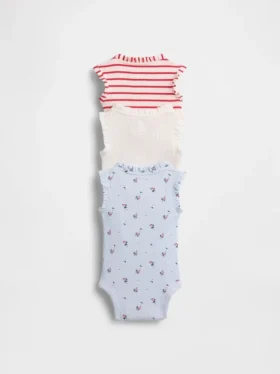 Baby First Favorites Tinyrib Ruffle Tank Body (balení po 3 kusech)