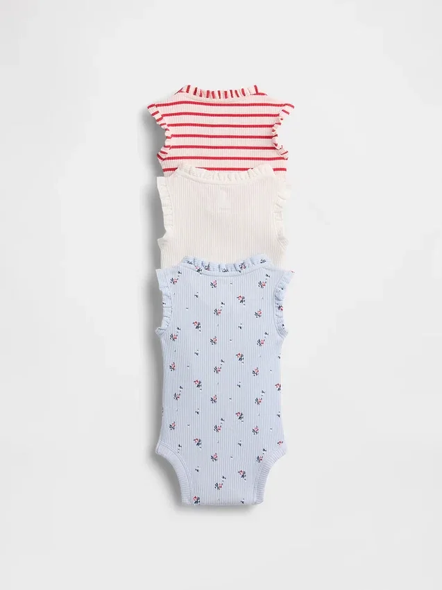 Baby First Favorites Tinyrib Ruffle Tank Body (balení po 3 kusech)