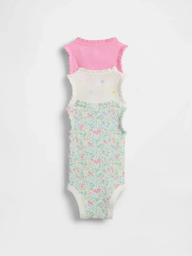 Baby First Favorites Tinyrib Ruffle Tank Body (balení po 3 kusech)