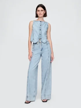 Baggy kalhoty z ultraměkkého denimu se středně vysokým pasem
