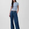Baggy kalhoty z ultraměkkého denimu se středně vysokým pasem