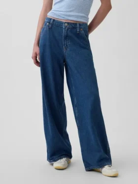 Baggy kalhoty z ultraměkkého denimu se středně vysokým pasem