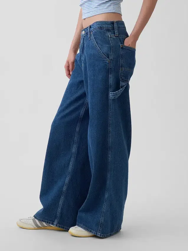 Baggy kalhoty z ultraměkkého denimu se středně vysokým pasem