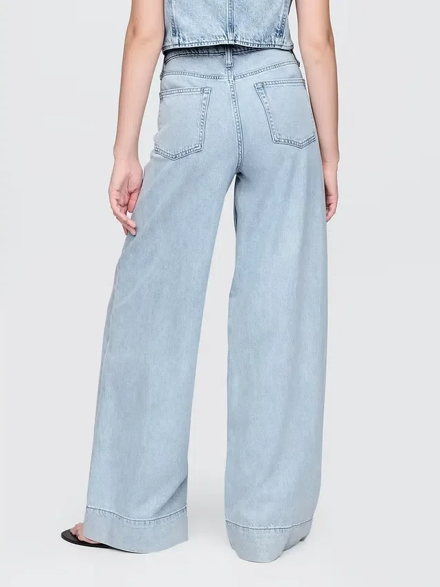 Baggy kalhoty z ultraměkkého denimu se středně vysokým pasem