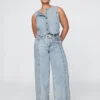 Baggy kalhoty z ultraměkkého denimu se středně vysokým pasem