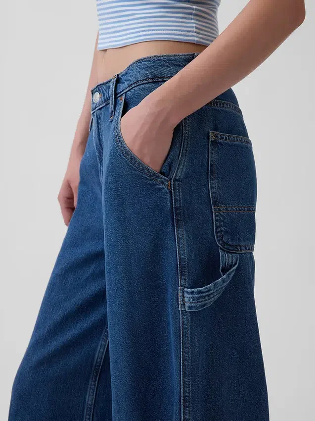 Baggy kalhoty z ultraměkkého denimu se středně vysokým pasem