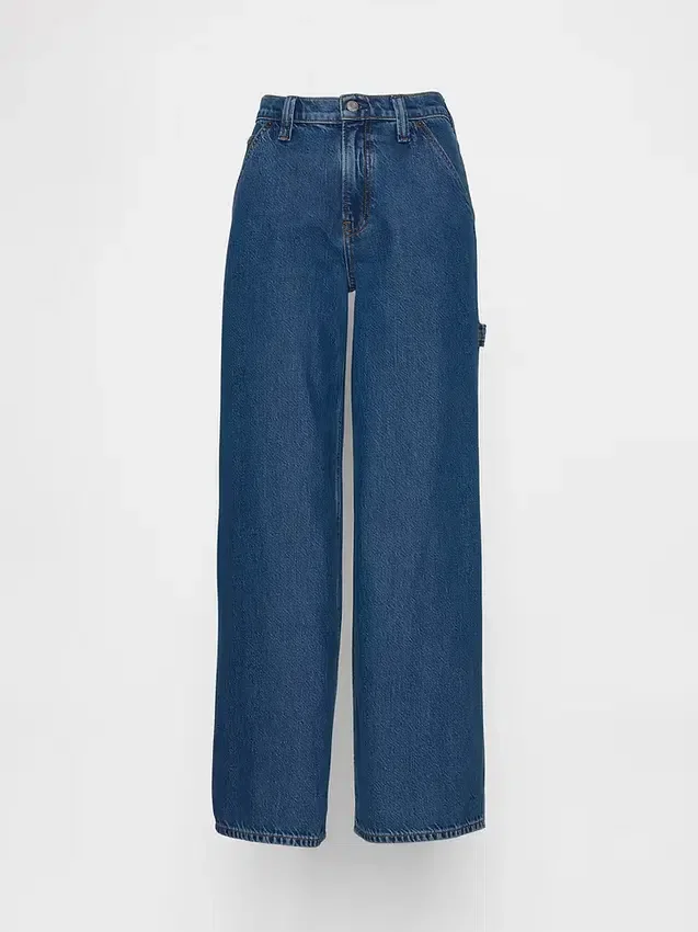 Baggy kalhoty z ultraměkkého denimu se středně vysokým pasem