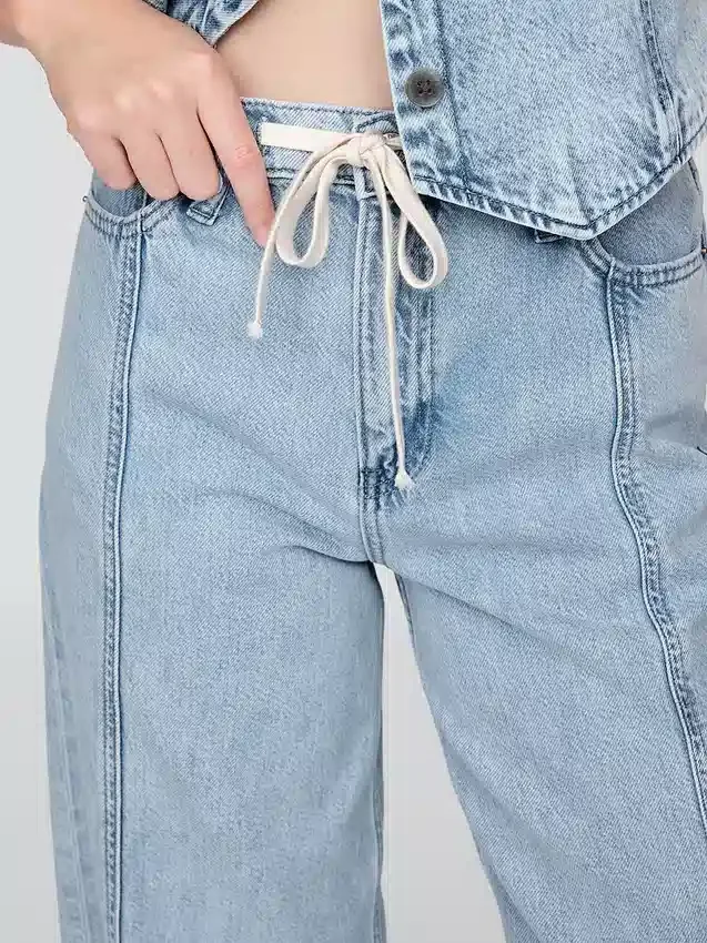 Baggy kalhoty z ultraměkkého denimu se středně vysokým pasem