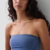 Bandeau podprsenka z organické strečové bavlny s krajkovým lemem