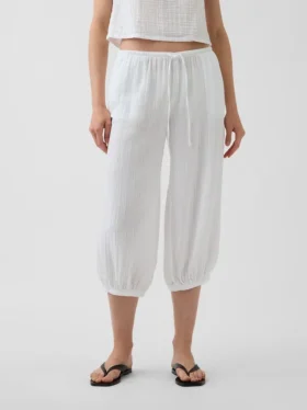 Bavlněné kalhoty typu culotte z gázy
