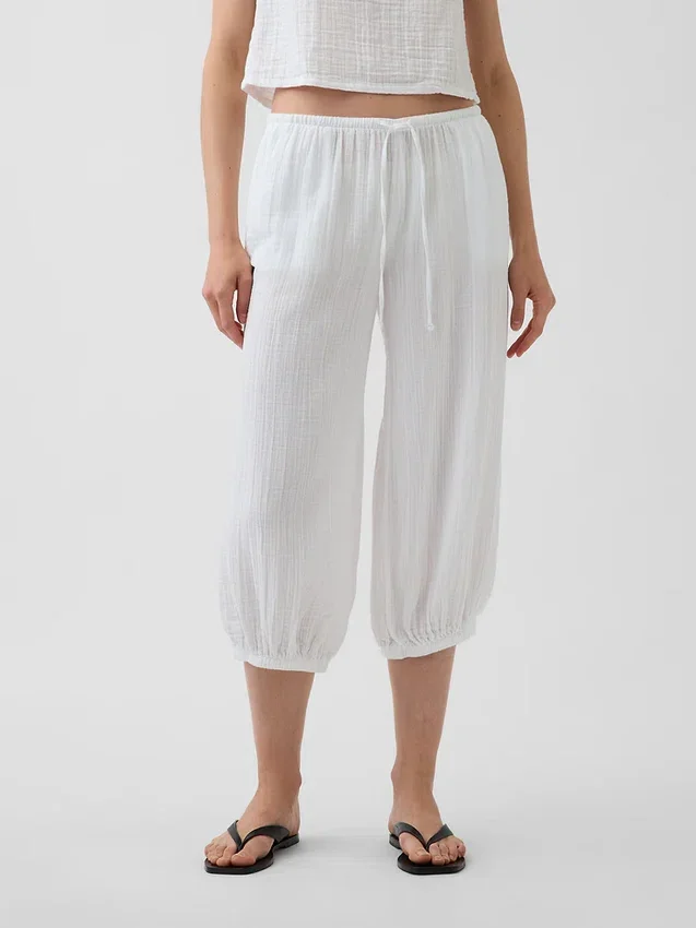 Bavlněné kalhoty typu culotte z gázy