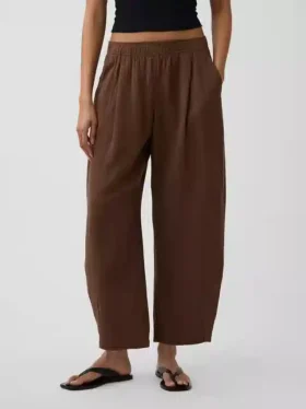 Bavlněné kalhoty z gázy s volným střihem
