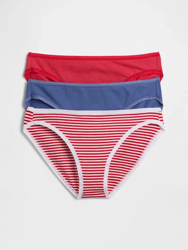 Bikiny z organické pružné bavlny (balení po 3 kusech)