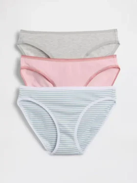 Bikiny z organické pružné bavlny (balení po 3 kusech)