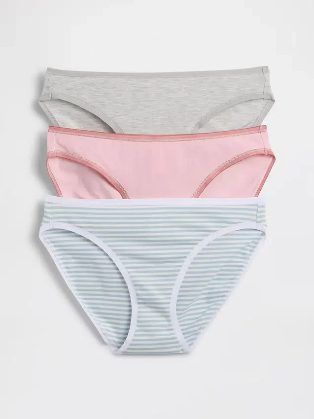 Bikiny z organické pružné bavlny (balení po 3 kusech)