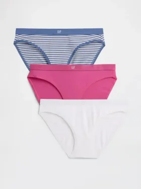 Bikiny z organické strečové bavlny s logem (balení po 3 kusech)