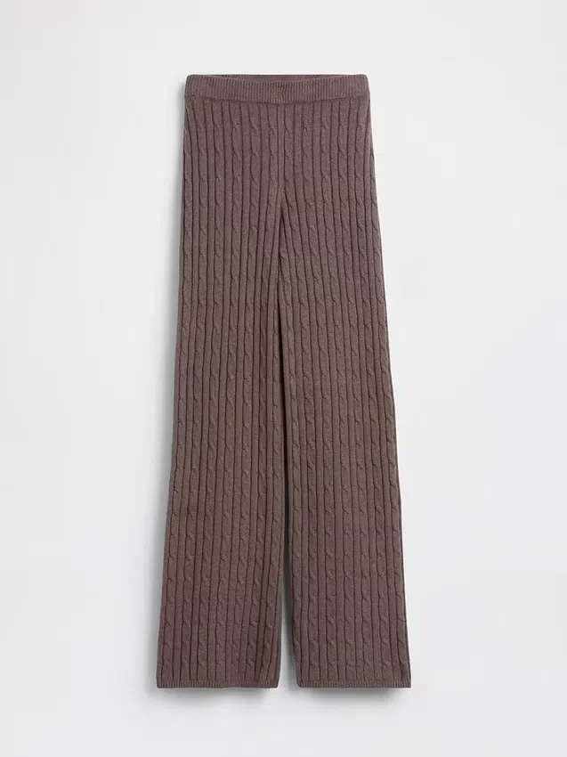 CashSoft Relaxed Cable-Knit Sweater Pants